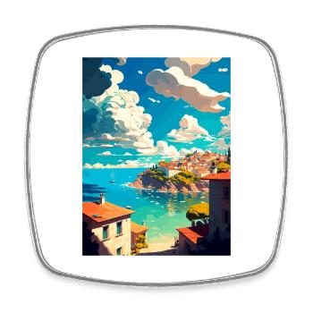 Vis Island Croatia Vintage Travel Poster Souvenir - Square fridge magnet - white - Front
