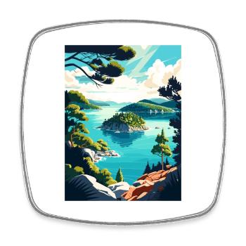 Mljet Nationalpark Kroatien Vintage Reiseposter - Viereckiger Kühlschrankmagnet - Weiß - Vorne