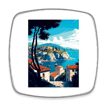 Ston Kroatien Vintage Reiseposter WPA Souvenir - Viereckiger Kühlschrankmagnet - Weiß - Vorne
