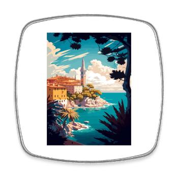 Rovinj Croatia Vintage Travel Poster WPA Souvenir - Square fridge magnet - white - Front