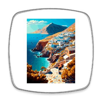 Folegandros Griechenland Dekoration Reiseposter - Viereckiger Kühlschrankmagnet - Weiß - Vorne