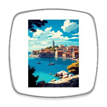 Primosten Croatie Vintage voyage affiche Souvenir - Magnet carré - blanc - Devant