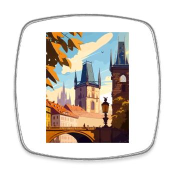 Prag Tschechische Republik Vintage Reiseposter WPA - Viereckiger Kühlschrankmagnet - Weiß - Vorne