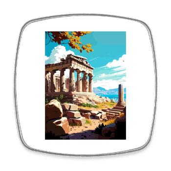 Athens Greece Decoration Vintage Travel Poster WPA - Square fridge magnet - white - Front