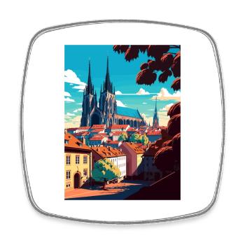 Brünn Tschechische Republik Vintage Reiseplakat Souvenir - Viereckiger Kühlschrankmagnet - Weiß - Vorne