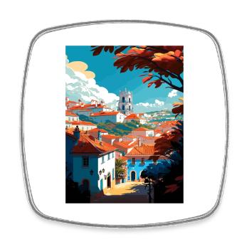Tomar Portugal Vintage voyage affiche WPA Souvenir - Magnet carré - blanc - Devant