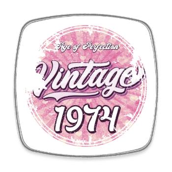 Vintage 1974 Pink Retro Design - Square fridge magnet - white - Front