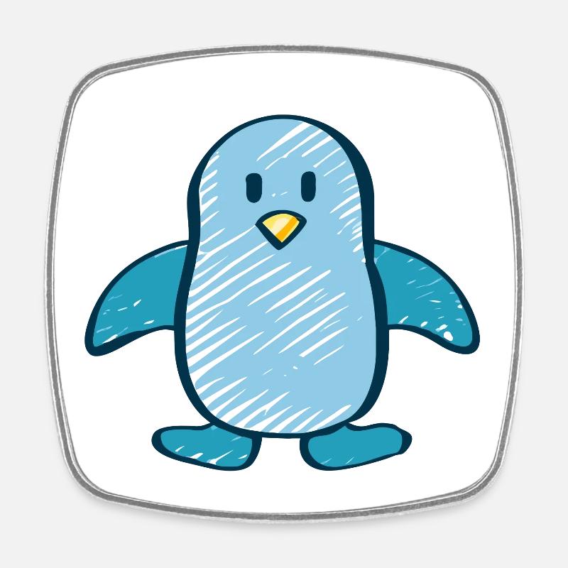 Pinguin - Viereckiger Kühlschrankmagnet - Weiß