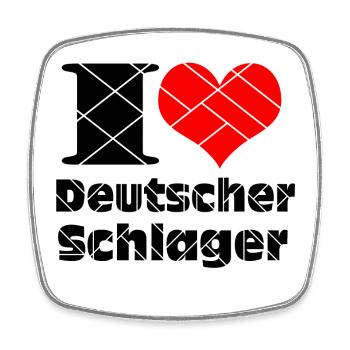 Schlager Party , Schlager Musik , I Love Schlager - Viereckiger Kühlschrankmagnet - Weiß - Vorne