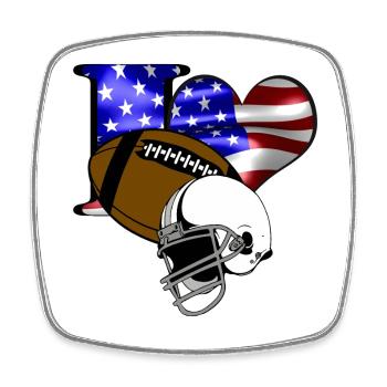 USA Football Herz Flagge - Viereckiger Kühlschrankmagnet - Weiß - Vorne