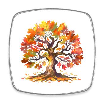 Eiche mit Herbstlaub Aquarell - Viereckiger Kühlschrankmagnet - Weiß - Vorne