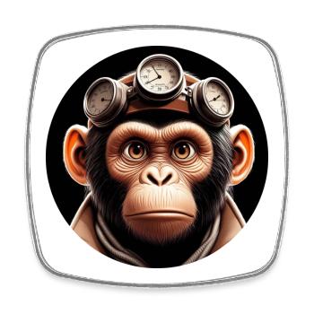 Monkey Time Traveler Time Travel - Square fridge magnet - white - Front