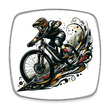 MTB Mountain Biking Downhill Gift - Square fridge magnet - white - Front