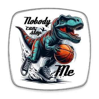 Basketball T-Rex Gift - Square fridge magnet - white - Front