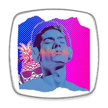 Musique Pop Art - Magnet carré - blanc - Devant