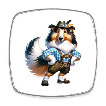 Collie Hund Bayern - Viereckiger Kühlschrankmagnet - Weiß - Vorne