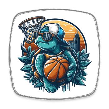 Cadeau de lunettes de soleil de tortue de basket-ball - Magnet carré - blanc - Devant