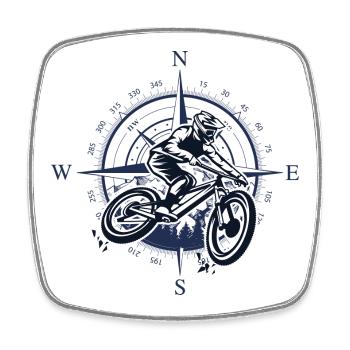 Moto Compass Rider - Square fridge magnet - white - Front
