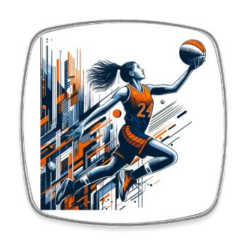 Conception de dunk de basket-ball femme - Magnet carré - blanc - Devant