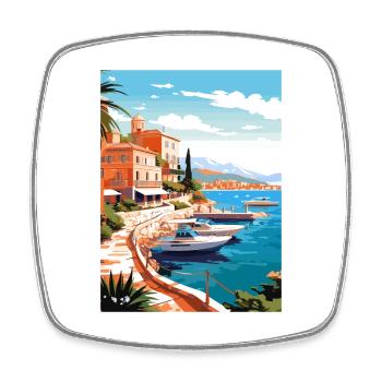 Cote D Azur Frankreich Vintage Reiseposter Souvenir - Viereckiger Kühlschrankmagnet - Weiß - Vorne