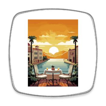 Malaga Espagne Vintage voyage affiche WPA Souvenir - Magnet carré - blanc - Devant