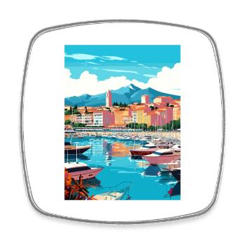 Cannes France Vintage Travel Poster WPA Souvenir - Square fridge magnet - white - Front