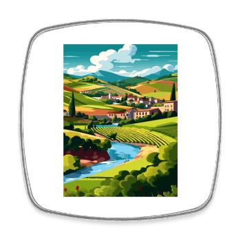 Douro Valley Portugal Vintage Travel Poster WPA - Square fridge magnet - white - Front