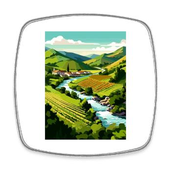 Douro Valley Portugal Vintage Travel Poster WPA - Square fridge magnet - white - Front