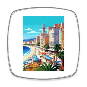 Nizza Francescape Vintage Reiseposter Souvenir - Viereckiger Kühlschrankmagnet - Weiß - Vorne
