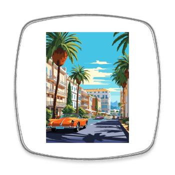 Cannes France Vintage Travel Poster WPA Souvenir - Square fridge magnet - white - Front