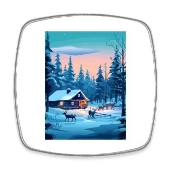 Lapland Finland Island Vintage Travel Poster WPA - Square fridge magnet - white - Front