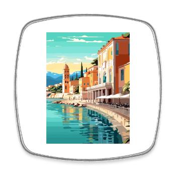 Nizza Francescape Vintage Reiseposter Souvenir - Viereckiger Kühlschrankmagnet - Weiß - Vorne