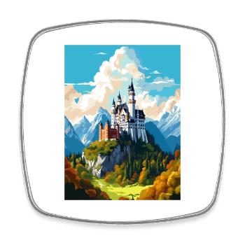 Neuschwanstein Castle Germany Travel Poster - Square fridge magnet - white - Front