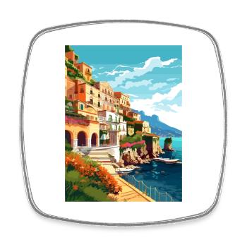 Amalfi Italie Décoration Vintage Voyage Affiche WPA - Magnet carré - blanc - Devant