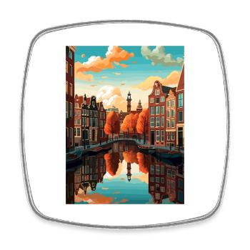 Amsterdam Netherlands Vintage Travel Poster WPA - Square fridge magnet - white - Front
