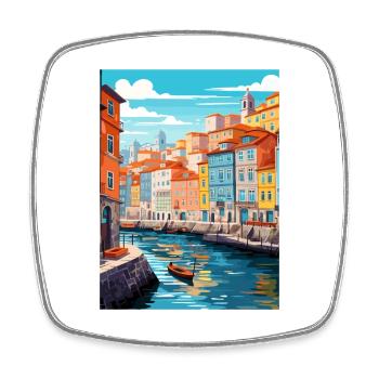 Porto Portugal Vintage Reiseposter WPA Souvenir - Viereckiger Kühlschrankmagnet - Weiß - Vorne