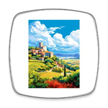 Provence Frankreich Vintage Reiseposter WPA Souvenir - Viereckiger Kühlschrankmagnet - Weiß - Vorne