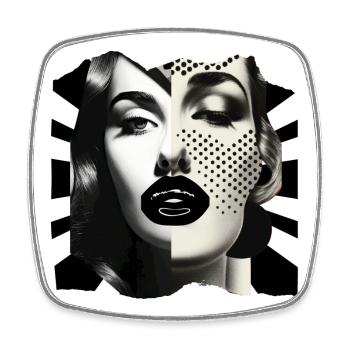 Photo collage Black & White - Square fridge magnet - white - Front