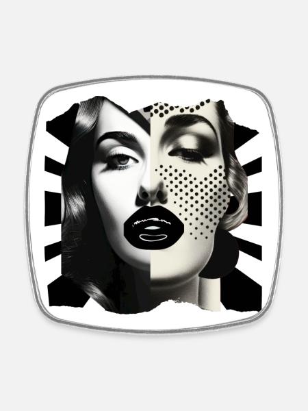 Collage de photos noir et blanc - Magnet carré - blanc