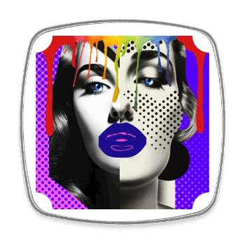 Collage photo Pop Art coloré - Magnet carré - blanc - Devant