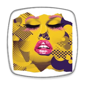Pop Art Jaune et Rose - Magnet carré - blanc - Devant