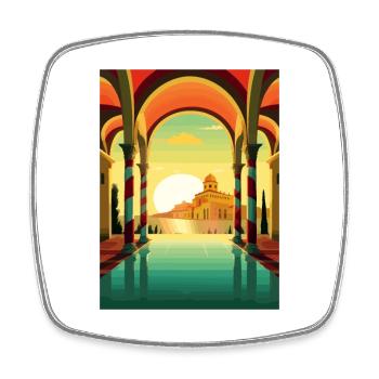 Sicily Italy Decoration Vintage Travel Poster WPA - Square fridge magnet - white - Front