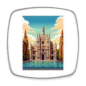 Milan Spain Ibiza Vintage Travel Poster Souvenir - Square fridge magnet - white - Front