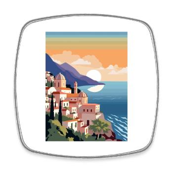 Amalfi Italie Décoration Vintage Voyage Affiche WPA - Magnet carré - blanc - Devant
