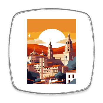 Toledo Spanien Vintage Reiseposter WPA Souvenir - Viereckiger Kühlschrankmagnet - Weiß - Vorne