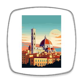 Florence Italie Décoration Vintage Voyage Affiche - Magnet carré - blanc - Devant