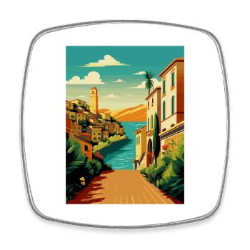 Sicily Italy Decoration Vintage Travel Poster WPA - Square fridge magnet - white - Front