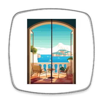Capri Italien Dekoration Vintage Reiseposter WPA - Viereckiger Kühlschrankmagnet - Weiß - Vorne