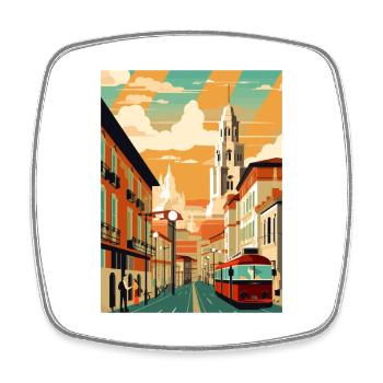 Pamplona Spanien Vintage Reiseposter WPA Souvenir - Viereckiger Kühlschrankmagnet - Weiß - Vorne