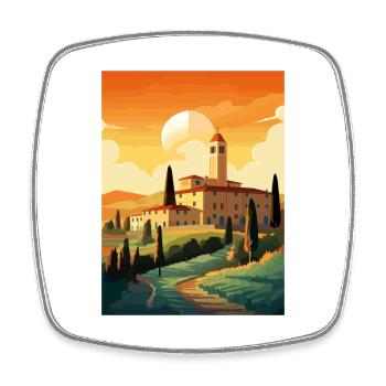 Tuscany Italy Decoration Vintage Travel Poster WPA - Square fridge magnet - white - Front